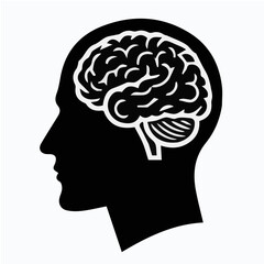 Obraz premium Human Brain Silhouette Vector Illustration