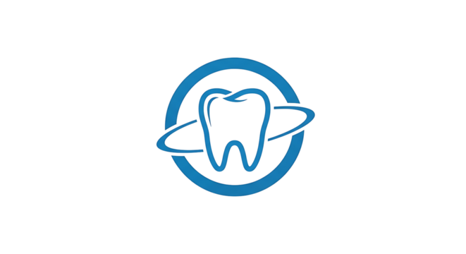 Modern dental logo with tooth and orbit design