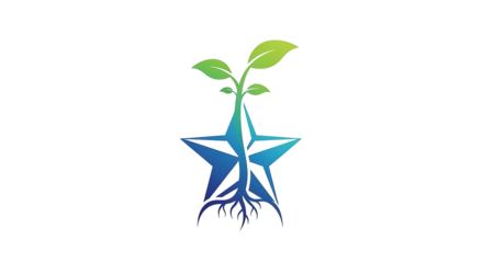 Star plant growth symbol for business success and future