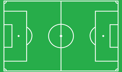 Top View Vector Illustration of a Green Soccer or Football Field

