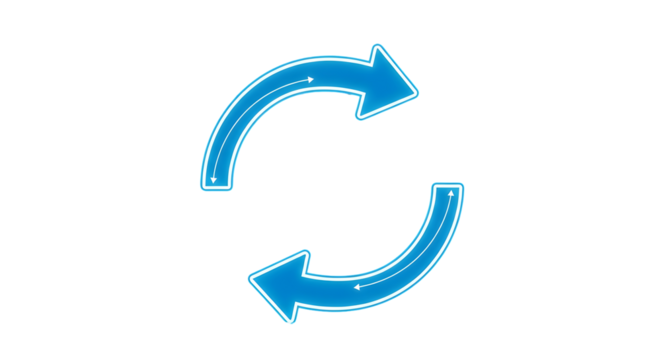 Dynamic cycle arrows showing continuous flow and progress