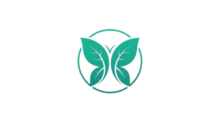 Elegant butterfly logo with teal leaf wings