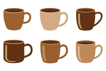 Obraz premium Coffee cup silhouette icon set brown mug illustration on white background 