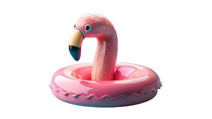 Melting Strawberry Popsicle with Flamingo Pool Ring on Aqua Backdrop – Modern Summer 3D Illustration