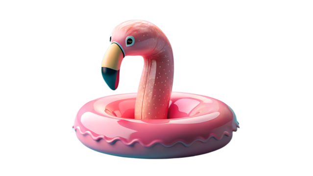 Melting Strawberry Popsicle with Flamingo Pool Ring on Aqua Backdrop – Modern Summer 3D Illustration