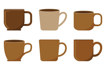 Obraz premium Coffee cup silhouette icon set brown mug illustration on white background 