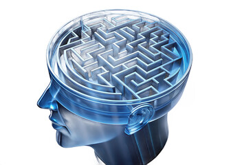 Mind Maze Concept 3D Illustration on Transparent Backdrop