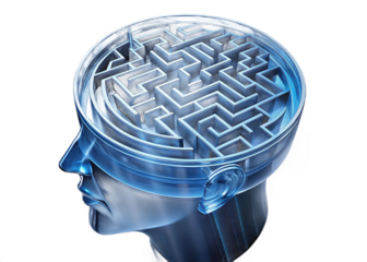 Mind Maze Concept 3D Illustration on Transparent Backdrop