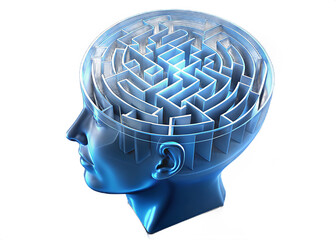Mind Maze Concept 3D Illustration on Transparent Backdrop