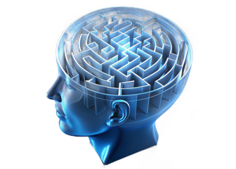 Mind Maze Concept 3D Illustration on Transparent Backdrop