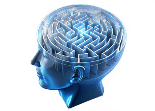 Mind Maze Concept 3D Illustration on Transparent Backdrop