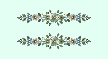 Elegant Floral Border Design with Delicate Flowers and Leaves