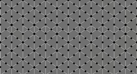 Abstract seamless geometric pattern with a network of connected dots and lines on a gray background