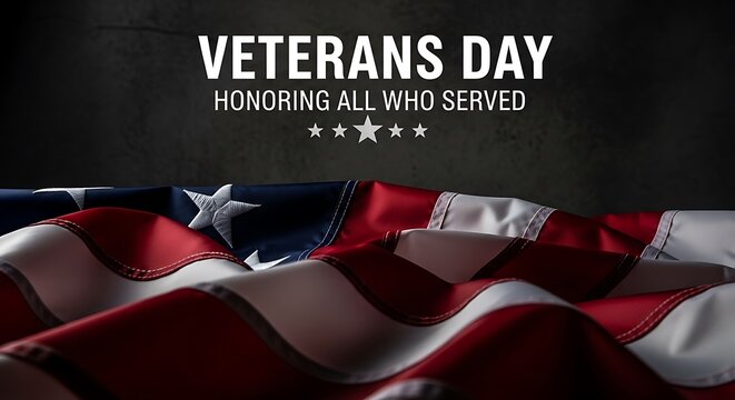 Veterans day honoring all who served with an american flag display