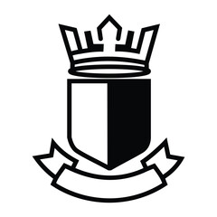Elegant Heraldic Emblem a Black and White Crest with Crown and Banner Accents a Symbol of Lineage