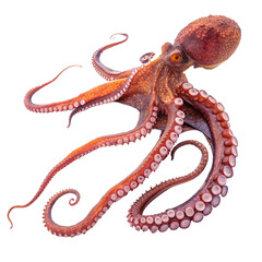 Obraz premium Vibrant Octopus with Orange and Purple Highlights Isolated