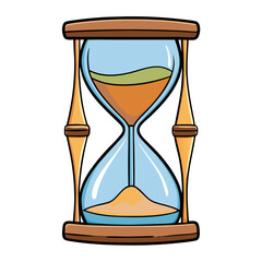 Cartoon hourglass showing sand flowing from top to bottom