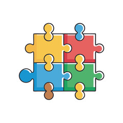 Fototapeta premium Four Interlocking Puzzle Pieces Representing Unity and Connection