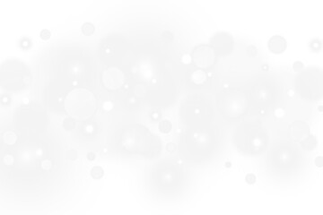 Sparkling white glitter with glowing stars and bubbles on transparent background