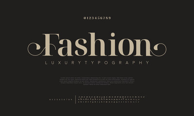 Elegant Font Uppercase Lowercase and Number. Classic Lettering Minimal Fashion Designs. Typography modern serif fonts regular decorative vintage concept. vector illustration

