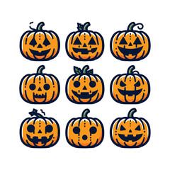 Cute and Spooky Pumpkin Characters Illustration