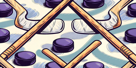 seamless pattern texture art of hockey elements	