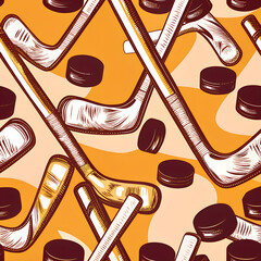 seamless pattern texture art of hockey elements	