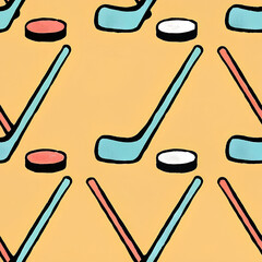 seamless pattern texture art of hockey elements	
