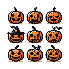 Kawaii Pumpkin Expressions Halloween Set