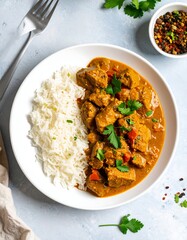 White plate with curry and rice