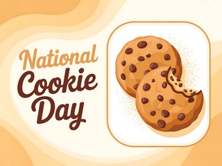 Celebrate national cookie day with delicious chocolate chip cookies and festive text illustration