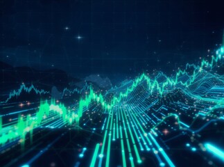 Obraz premium Financial visualization of rising trends in the digital landscape showcasing data analysis, growth, and market dynamics