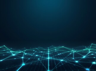 Obraz premium Abstract futuristic technology background featuring a glowing blue digital network of interconnected data points on a dark surface