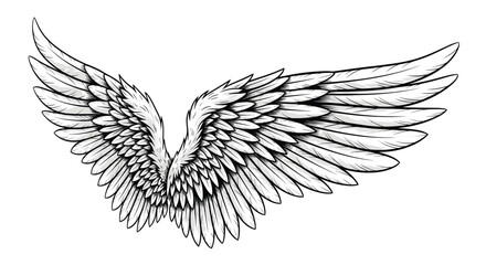 Obraz premium Beautifully detailed outstretched wings tattoo design.
