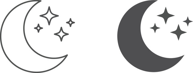 Scalable crescent moon and stars vector illustration for night sky and celestial themed designs