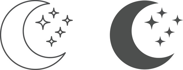 Stylized moon and stars vector graphics ideal for night sky and celestial illustrations