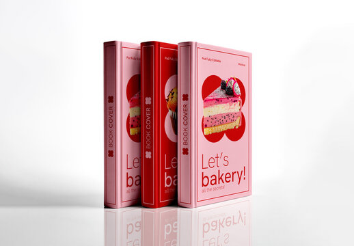Three Book Cover Mockup with Reflective Surface