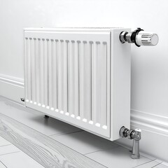 White radiator against a white wall.  Modern and clean design