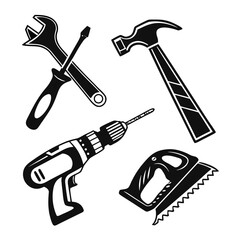 Black silhouette vector of construction tools hammer