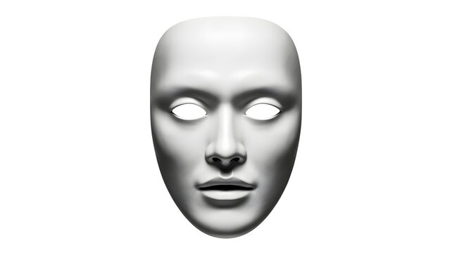 White theatrical mask isolated on transparent background