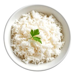 White rice in a white bowl