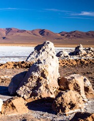 White rocks and desert landscape