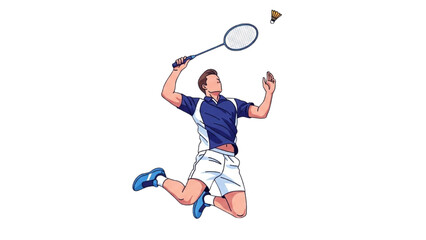 Badminton Athlete Vector Illustration – Dynamic Sports Action Pose