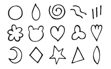 Hand drawn vector doodle elements set black line art