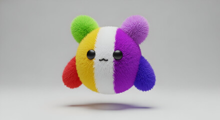 Fluffy Rainbow Colored Cartoon Character With Paws Keywords: cute, character, fluffy, cartoon