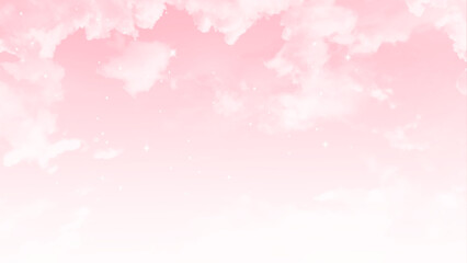banner beautiful cumulus clouds in pink sky, natural background, wallpaper
