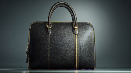 Sophisticated black leather handbag with gold accents, showcasing style and elegance, ideal for luxury branding and fashion advertising campaigns