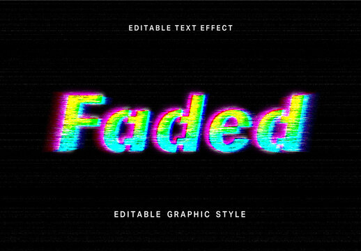 Colorful Faded Gradient VHS Retro Text Effect Distorted Glitch Font
