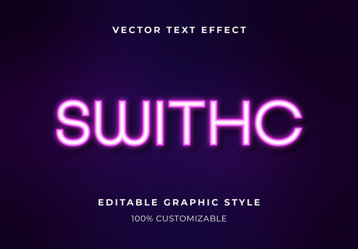 Purple Neon Lightbulb Text Effect Glowing Tube Font