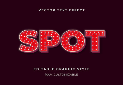 Red Lightbulb Text Effect Retro Spot Marquee 3D Font